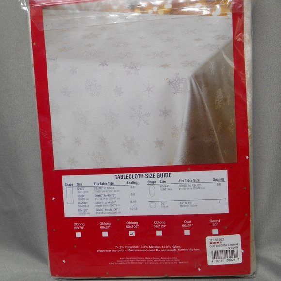 Make the Season Bright gold snowflake tablecloth - Picture 2 of 2